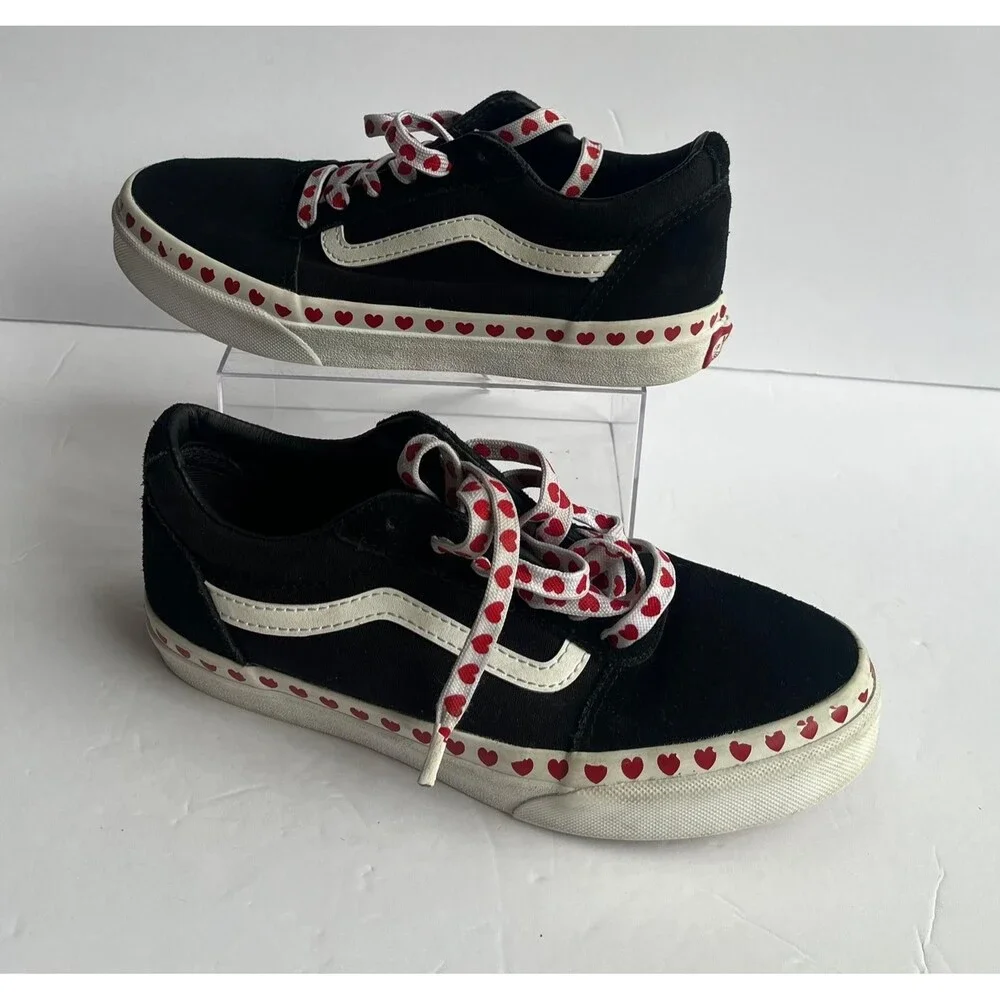 Vans Old Skool Black Red Heart Love Sneakers Women’s US 4 Vintage Y2K
